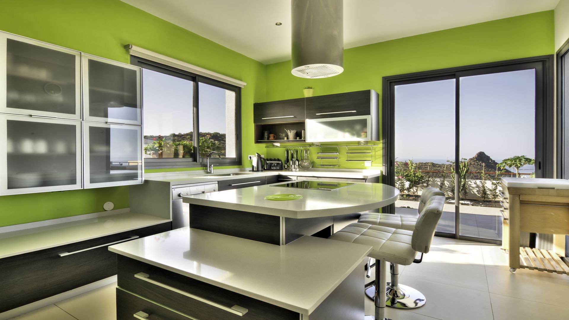 Modern Green Kitchen With Ocean View Julian Mejia Design Modern Green Kitchen With Ocean View Home