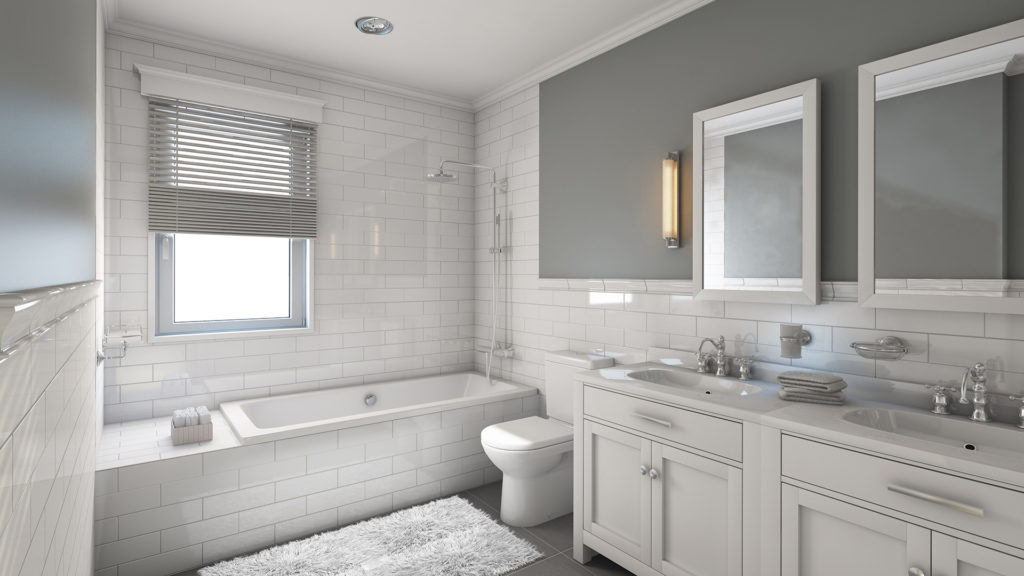 A bathroom with white tile and walls, a tub, toilet and sink.