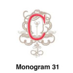 A red letter c is on top of the monogram 3 1.