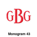 A red monogram with the letters gbg