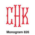 A red monogram with the letters chk
