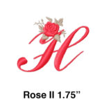 A red rose with the letter h in it.