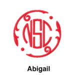 A red monogram with the letters abigail.