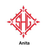 A red logo with the letters shg and anita
