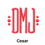 A red logo with the letters dmj and cesar