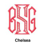 A red and white logo for chelsea