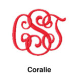 A red monogram is shown on the side of a white background.