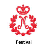 A red emblem with the word festival in it.
