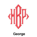 A red monogram with the letters george