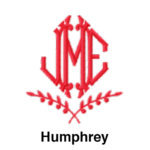 A red monogram with the letters jmc and humphrey