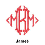 A red monogram with the name james in the center.
