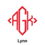 A red logo with the letters lynn in an interlocking pattern.