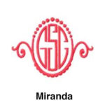 A red monogram with the name miranda