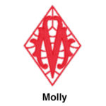 A red diamond with the word molly in it.