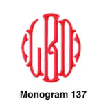 A red monogram with the number 1 3 7