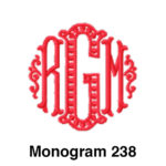 A red monogram with the letters rgm