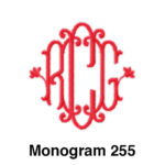 A red monogram with the initials rcg.