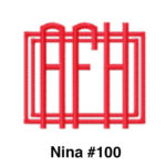 A red logo with the letters afh and nina # 1 0 0.