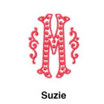 A red letter m with the word suzie underneath it.