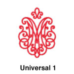A red logo with the word universal 1 underneath it.